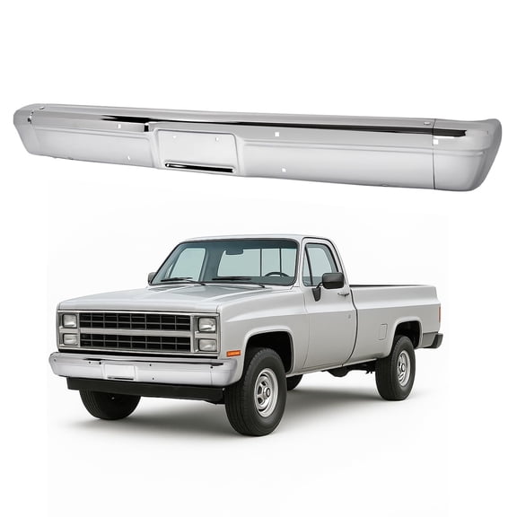 KOJEM 3 pcs Front Bumper Face Bar Compatible with 1983-1991 Chevy Chevrolet GMC C K R V Suburban Blazer Silverado Cheyenne Scottsdale Fleetside Replacement for GM1002142 14043720 Steel Chrome Silvery
