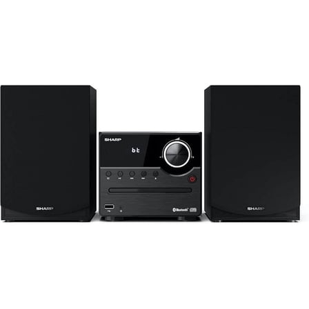 Sharp XL-B512 Micro Component Wireless Bluetooth Audio Streaming & CD Player Wood Speaker System   Remote, USB Port, MP3 Playback, FM Stereo Digital Tuner, Aux Input, Black Oak