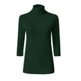 thumbnail image 6 of Women's High Neck Base Tee Layer Slim Fit Tops 3/4 Sleeve/Sleeveless/Half Sleeve Turtleneck Pullover T-shirts (L, Green|Half Sleeve), 6 of 7