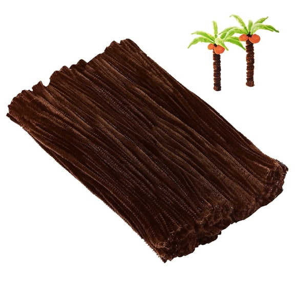 BESTSKY 300pcs Brown Pipe Cleaners Craft Supplies Chenille Stems for Kids | 6 mm x 12 inch Craft Pipecleaners Bulk, Kids Creative DIY Art Supplies, Christmas Decorations