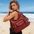 thumbnail image 5 of Vintage Faux Leather Handbag Large Capacity Shoulder Bag With Top Handle And Adjustable Strap Convertible Crossbody Satchel For Work Travel Daily Use Stylish Textured Purse Black Brown Gray, 5 of 8