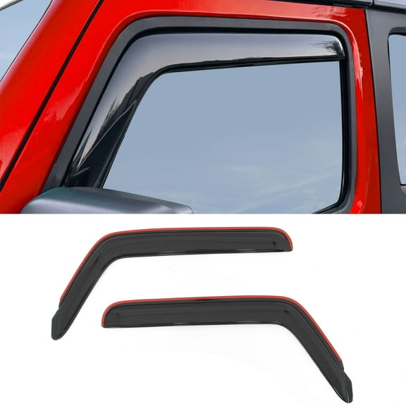 Ikon Motorsports In-Channel Window Visors Fits 2018-2025 Jeep Wrangler JL 2Dr, Slim Style Side Door Rain Vent Guard Deflectors, Acrylic Smoke 2PCS