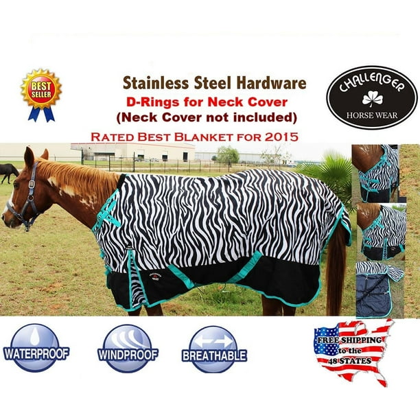 80" 1000D Turnout Waterproof Horse WINTER Coat BLANKET Zebra 104