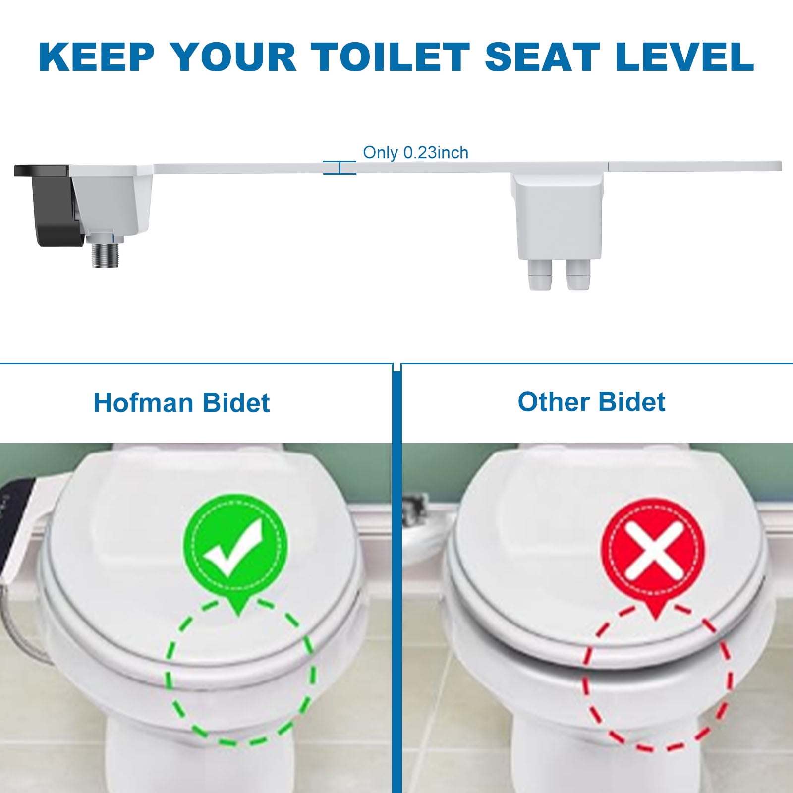Garvee Non-Electric Bidet Attachment with Self-Cleaning Dual Nozzles & Brass Inlet Adjustable Pressure Easy Install Toilet Bidet for Rear & Feminine Wash
