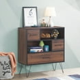 thumbnail image 2 of Costway Sideboard Storage Cabinet Multipurpose Display Unit w/Metal Leg & Drawers Walnut, 2 of 12