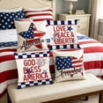 thumbnail image 5 of Boovnll 4th of July Pillow Covers 18x18 Set of 4 - Red White Blue Stars Stripe Throw Pillow Covers, Patriotic Pillow Covers for Memorial Day Home Sofa Couch Decor, 4th of July Decorations, 5 of 6