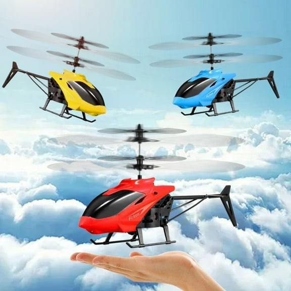 Travelwant RC Aircraft Toy with Bright Light Gesture Infrared Sensor Anti-collision Rechargeable Simulation Model Toy Anti-interference Remote Control Airplane Mini 2CH Helicopter Toy