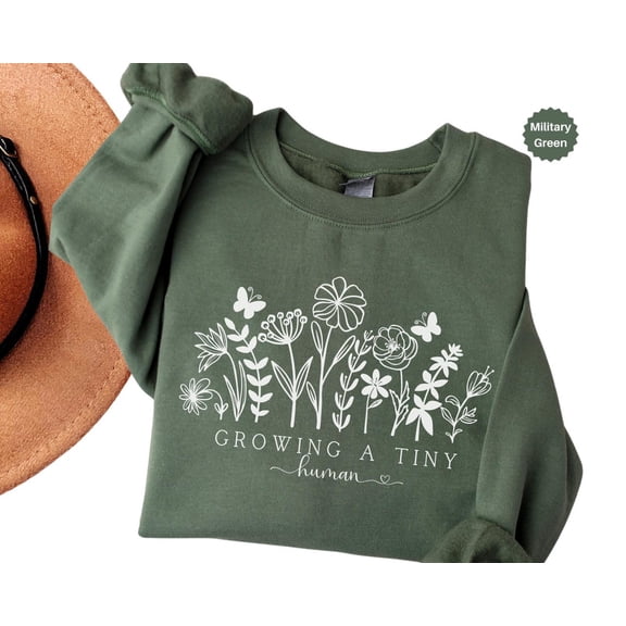 Mom to Be Sweatshirt Growing A Tiny Human Mom Pregnancy Pregnancy Crewneck Baby Bump Shirt Baby Reveal Maternity Shirt Floral Pregnancy, F1448 Tshirt All Size S-5XL