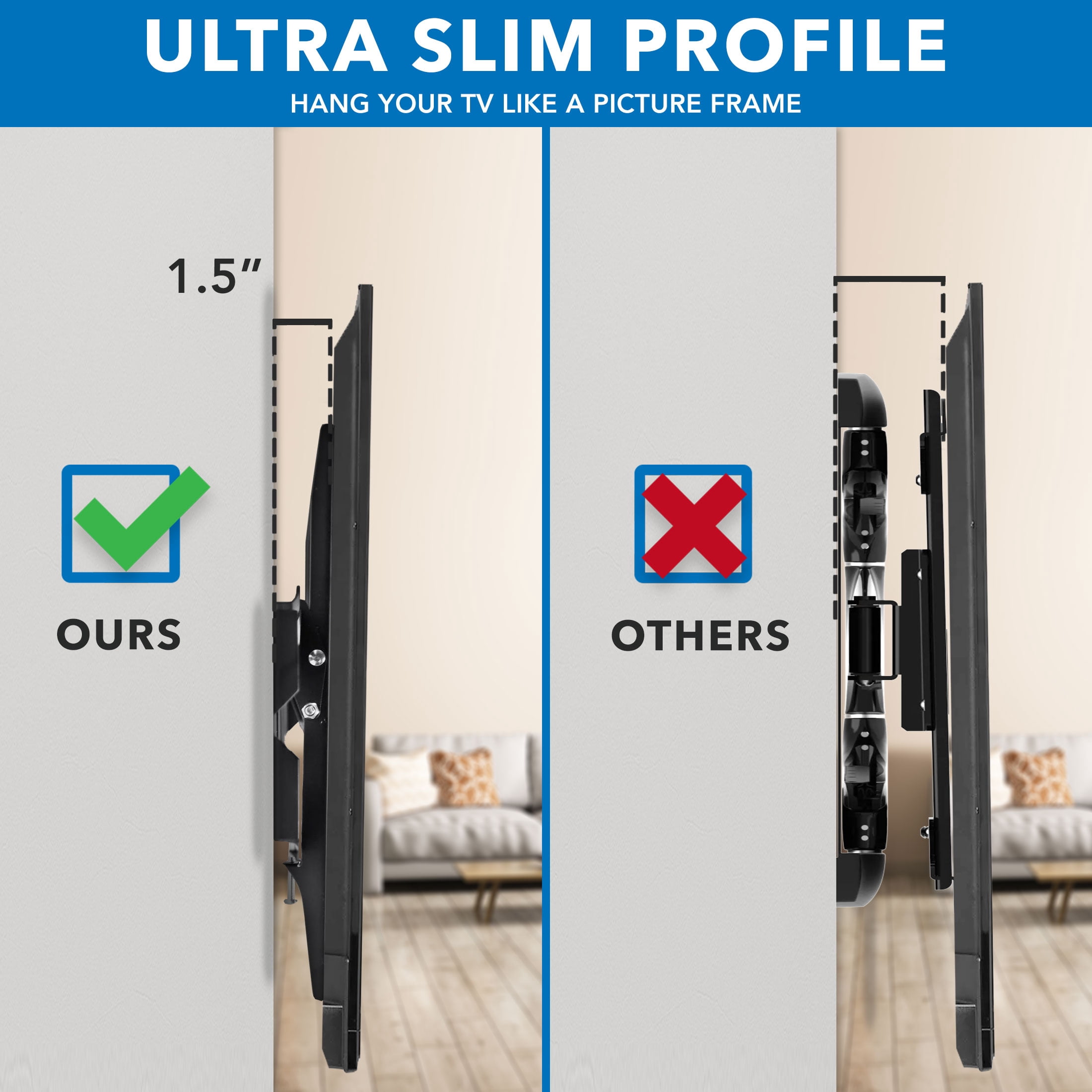 Heavy-Duty Tilt TV Wall Mount with Low Profile For Up to 80 in., 175 Lbs. Weight Capacity