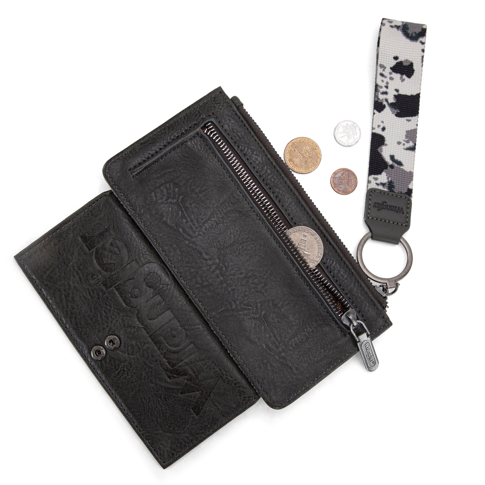 Wrangler Purses for Women Western Clutch Purse Rfid Wallet Womens, Cow-Black