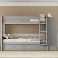 thumbnail image 4 of Harper & Bright Designs Full Size Bunk Bed with Desk and Storage, Space-Saving Wooden Bunk Bed with Bookshelves & Trundle, Gray, 4 of 10