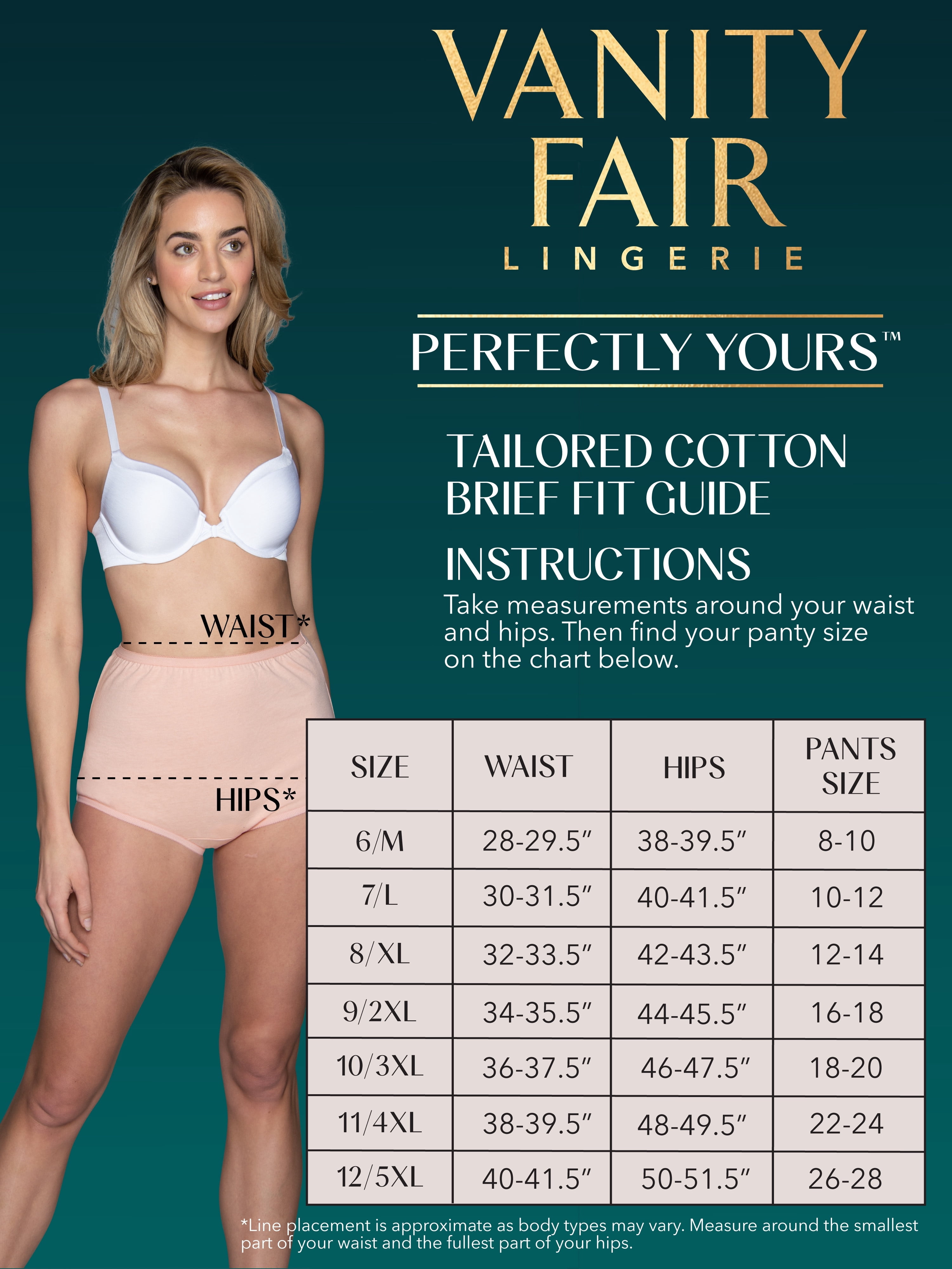 Vanity Fair Lingerie Women's Perfectly Yours Tailored Cotton Full Brief Underwear