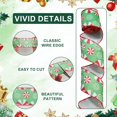 thumbnail image 3 of 2 Rolls Wired Christmas Ribbon (Green Background), 2.5" Wide Mint Christmas Ribbon Decorative Christmas Ribbon for Tree Crafts Wreaths Bows Gift Wrapping, 3 of 5