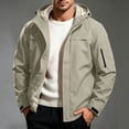 thumbnail image 2 of Mens Rain Jacket Lightweight Solid Color Windproof And Waterproof Zipper Parka Coat Athletic Coat Hooded Outwear Winter Fall Outerwear with Pockets, 2 of 5