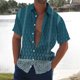 thumbnail image 3 of Camisa de manga corta con cuello abatible y botones para hombre, informal, cómoda, transpirable, con estampado 3D de rayas de playa para vacaciones, 3 of 5