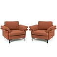 thumbnail image 1 of Costway Ensemble de 2 Fauteuil d'Appoint en Tissu avec Canapé Simple Rembourré avec Pieds en Métal Rouille Rouge, 1 of 9