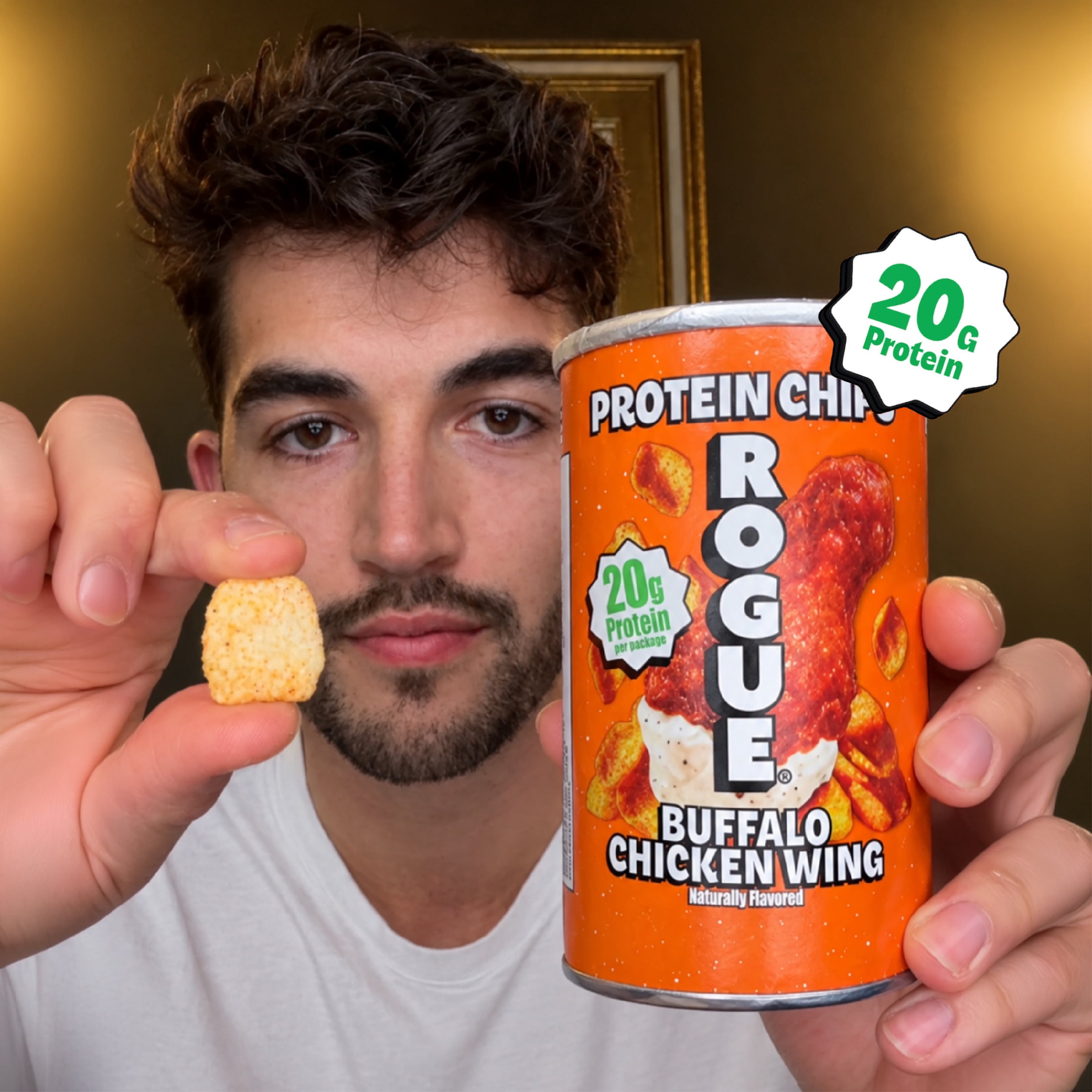 Rogue Snacks, Buffalo Chicken Wing Chips, 20g of Protein, Probiotics, 1.8 oz Can