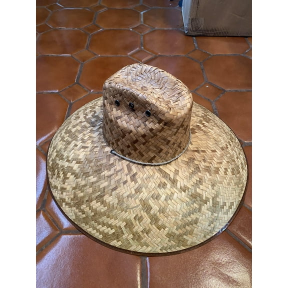 Wide Brim NATURAL Palm Straw Summer HAT Double Weaved Hard Shell Pescador Sombrero MEXICO