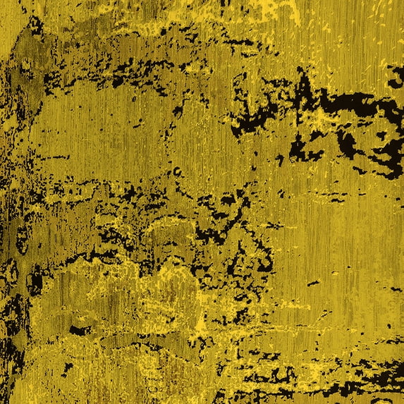 Ahgly Company Machine Washable Indoor Square Oriental Yellow Industrial Area Rugs, 6' Square