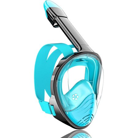 QingSong Full Face Snorkel Mask for Adults & Kids, Snorkeling Gear with Camera Mount, 180 Degree Panoramic View Snorkel Set Anti-Fog Anti-Leak