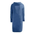 thumbnail image 3 of Women‘s Long Large Classic Cardigans Cable Knit Hood Sweater Oversized Button Duster Coat with Pocket 2024,Blue,L, 3 of 4