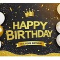 thumbnail image 4 of Glamorous Black Gold Happy Birthday Banner with Crown Balloons and Sparkles Backdrop Party Decoration for Birthday Parties Photography Props and Celebrations, 4 of 8