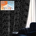 thumbnail image 5 of Black Golden Floral Blackout Curtains for Bedroom/Living Room, Pinch Pleated Black Out Curtains, Modern Abstract Art Spring Flowers Room Darkening Window Drapes with Hooks 2 Panels, 59"x70", 5 of 8