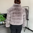 thumbnail image 5 of Abrigo de piel sintética para mujer, chaqueta cálida de alta calidad con cuello levantado, moda de invierno, novedad de 2024, 5 of 5