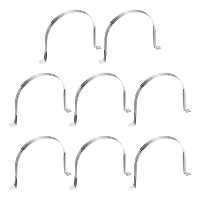 8Pcs 150mm(5-29/32") Abrazadera de cable aislada con recubrimiento de acero inoxidable de 2 agujeros, abrazadera de tubo en U, plateada