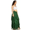 thumbnail image 4 of Sakkas Nova Womens Bohemian Stonewashed Rayon Asymmetrical Hem Maxi Swing Skirt - Green - One Size, 4 of 5