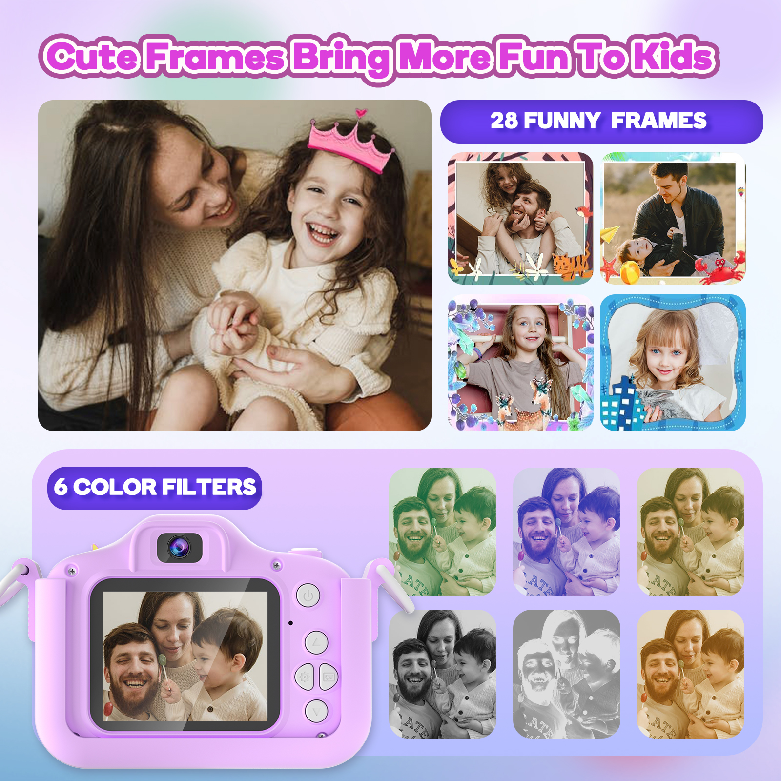 Seckton Kids Camera Dual Lens Purple Age 3-10 photo 6