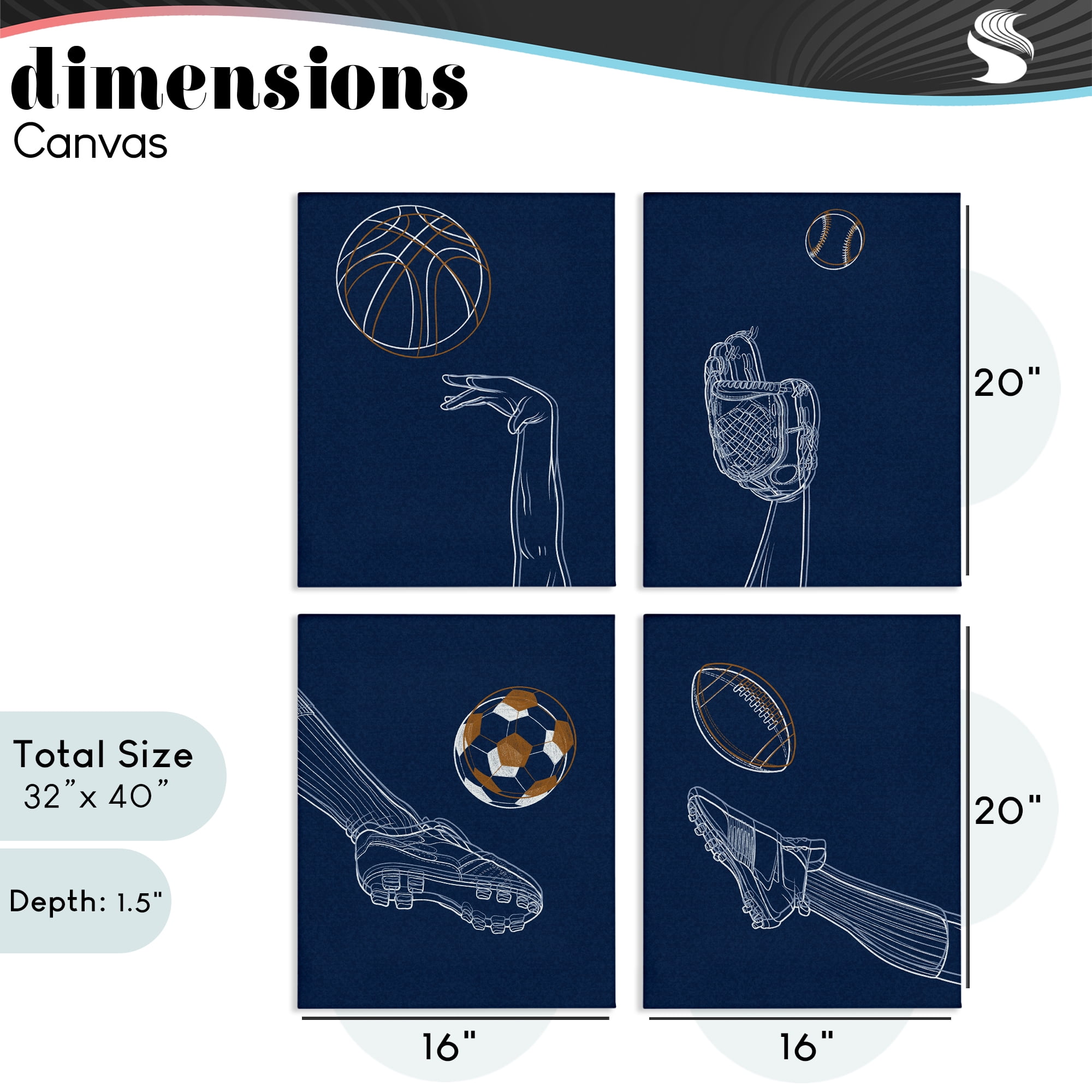 Stupell Industries Sports In Action Contour 4 Piece Canvas Wall Art Set, design by Marcus Prime