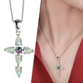 thumbnail image 2 of Dsscvnef Pendentif Croix Opale Mode Personnalité Collier pour Femmes Bijoux Cadeaux, 2 of 9