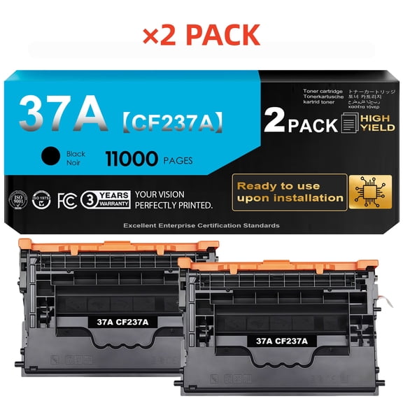 37A CF237A Black Toner Cartridges Compatible for Enterprise M607 M608 Toner Cartridge for 37A 37X Toner Cartridge M607n M607dn M608n M608dn M608dh M608x M609 MFP M631 M632 M633 (2 Pack)