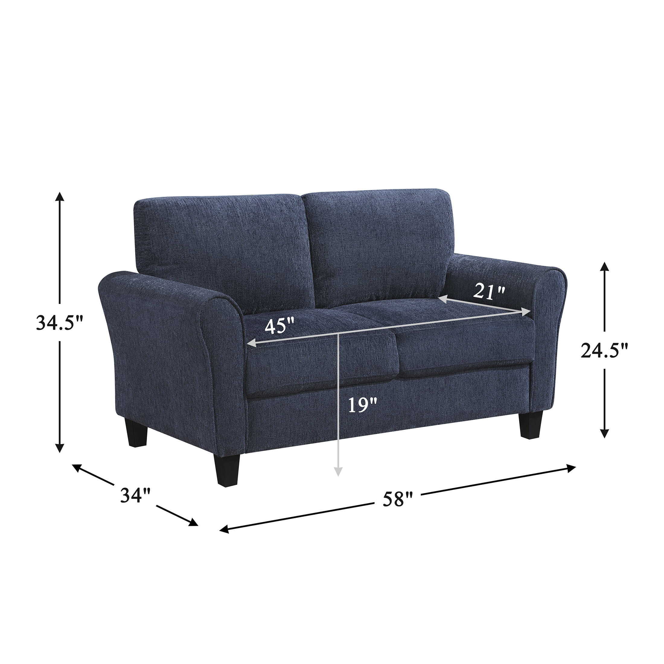 OakvillePark Sevoria Chenille Loveseat, Blue