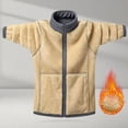 thumbnail image 5 of Levmjia Men's Heavyweight Polar Fleece Jacket Solid Color Zip Up Stand Collar Long Sleeve Coat Plush Lined Warm Outerwear Plus Size M-5XL, 5 of 8