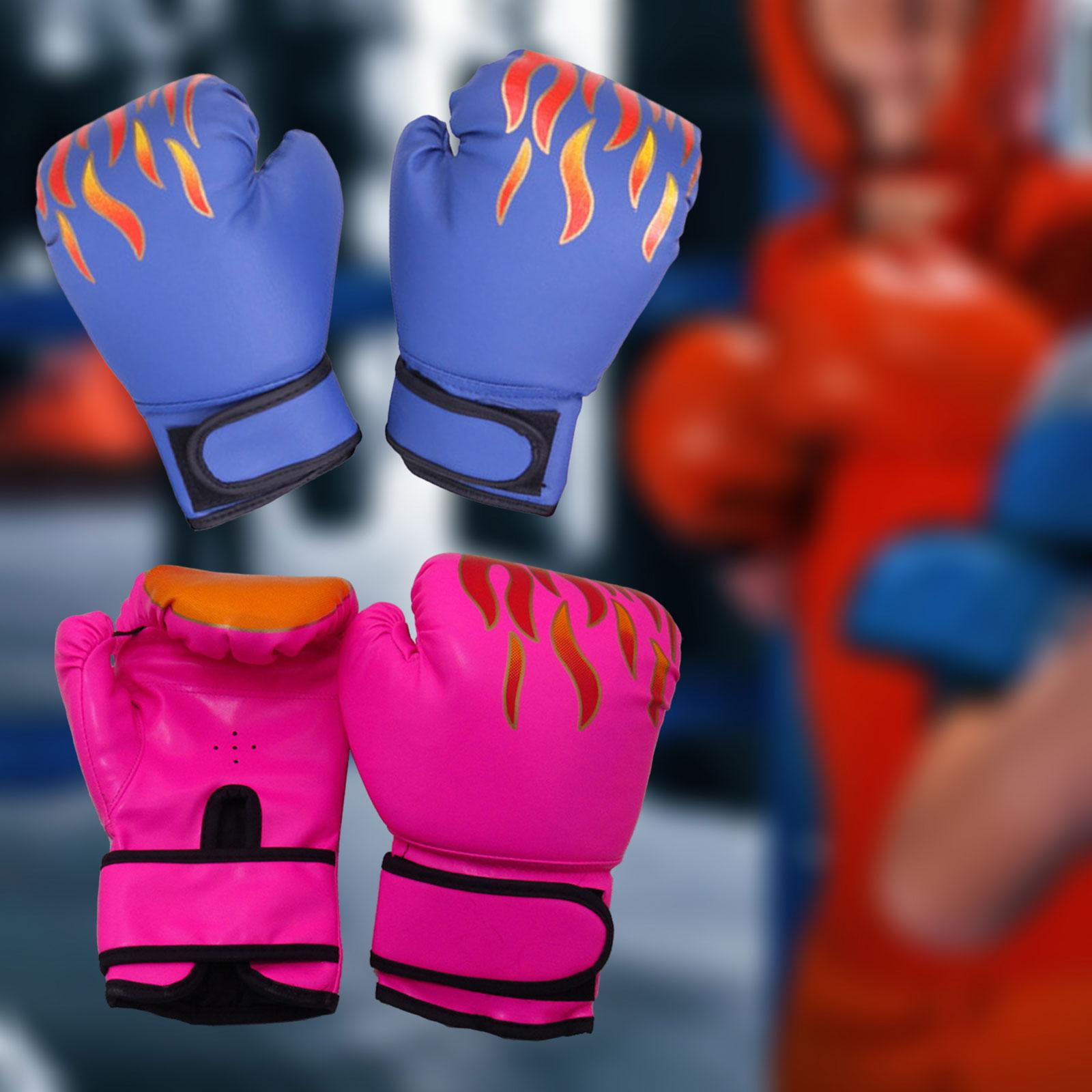 harayaa 2 Pair of Kids Boxing Gloves Punching Gloves Birthday Gift PU Leather Breathable Pink and Blue