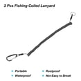 thumbnail image 3 of Uxcell 8.9ft Fishing Lanyard Coiled Ropes Retractable with Metal Clip Keychain Clear Black 2 Pack, 3 of 6