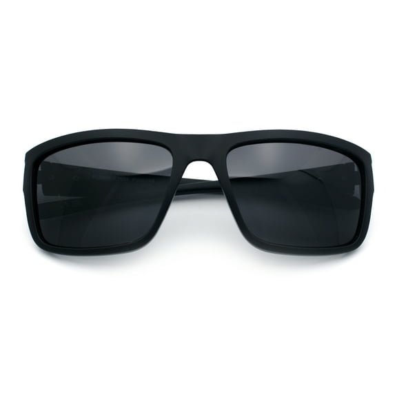 Polarized Mens Rectangle Plastic Sport Horn Rim Sunglasses Matte Black - Black