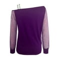 thumbnail image 5 of Kayannuo Fall Blouses for Women Long Sleeve Asymmetrical Neck Plain Contrast Lace Tops Women Fashion versatile Miss Casual Skew Collar Gauze Patchwork Solid Color Blouse T Shirt Tops, 5 of 5