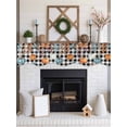 thumbnail image 3 of Orange Blue Pumpkins Fall Fireplace Mantle Scarf, Weeping Botanical Thanksgiving Plaid Mantel Cover Table Runner for Home Living Room Door Window, Indoor Outdoor Holiday Party Decor 17" x 90", 3 of 6