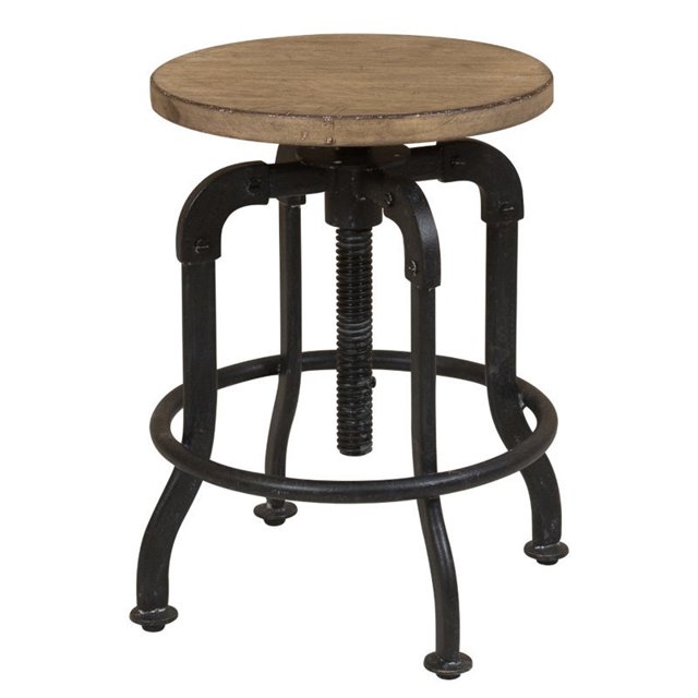 Beaumont Lane Metal and Wood Adjustable Bar Stool in Brown