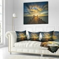 thumbnail image 2 of Designart Wooden Bridge under Dramatic Sky - Pier Seascape Throw Pillow - 18x18, 2 of 4