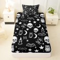 thumbnail image 3 of Homewish Halloween Skull Bats Twin Sheets,Moon Stars Bedding,Black White,3pcs,1 Fitted Sheet and 1 Pillowcase, 3 of 6