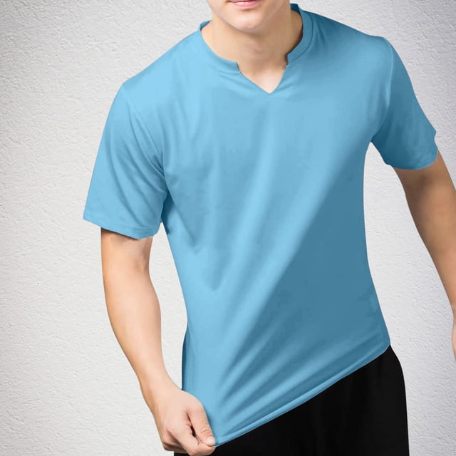 pstuiky camisetas para hombre, Camiseta deportiva y de fitness para hombre, informal, moderna, de color liso, con cuello redondo y manga corta. camisas casuales para hombre xxxl