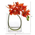 thumbnail image 2 of Nearly Natural A1023-OG Cymbidium Orchid Artificial in Glass Vase - Orange, 2 of 2