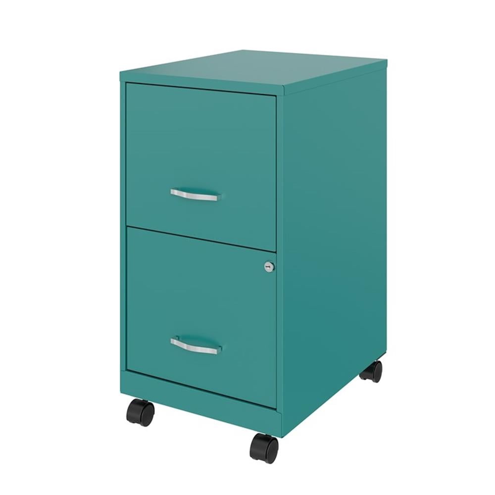 UrbanPro 18" 2 Drawer Metal Mobile Smart Vertical Filing Cabinet Turquoise