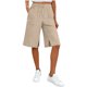 thumbnail image 3 of TaTaai Casual Shorts Stretchy Waist Cool Women Loose Wide Leg Bermuda Shorts Solid Color Side Slit Pockets Drawstring For Home Daily Summer Wear Gift, 3 of 7