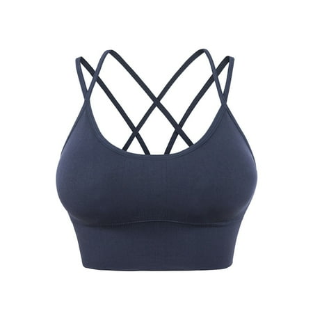 

Pretty Comy Sports Bra for Women Criss-Cross Back Padded Strappy Sports Bras Medium Support Yoga Bra with Removable Cups