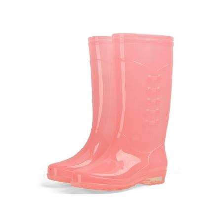 

Oucaili Ladies Garden Boot Removable Lining Waterproof Bootie Transparent Rain Boots Non-Slip High Calf Work Booties Rainy Shoes Pink 7.5